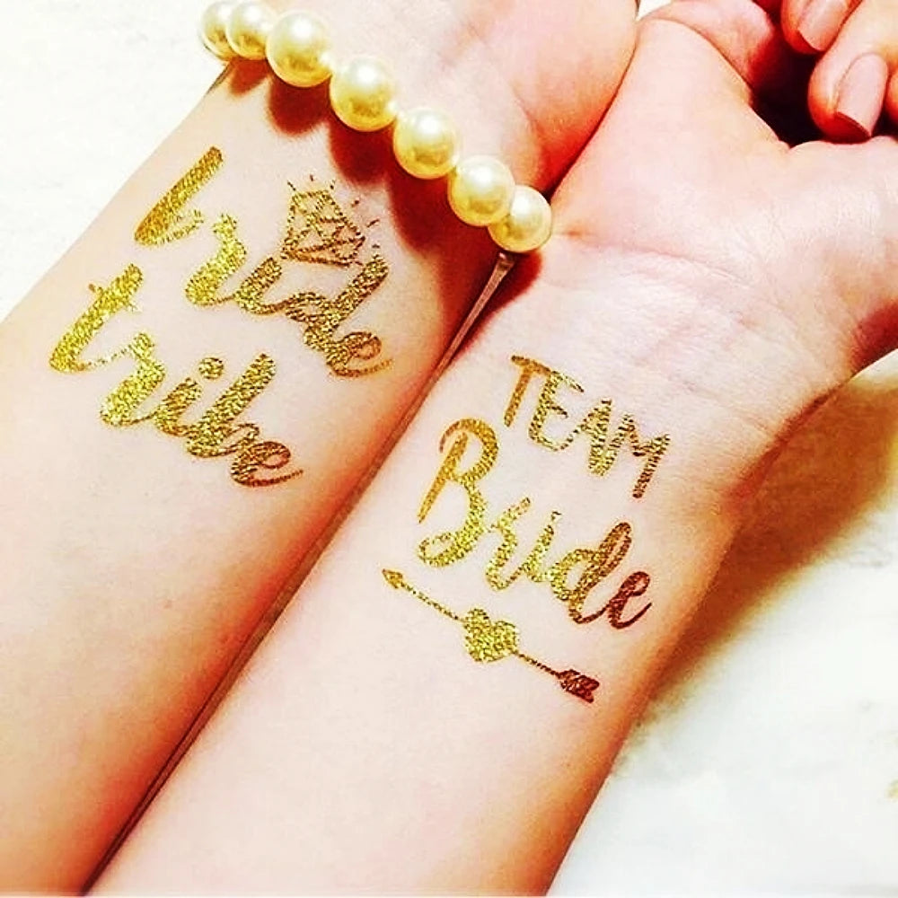 10Pcs Metallic Gold Bride To Be Tattoos Gold Bride Tribe Tattoos Bachelorette Party Accessories Bachelorette Party Supplies