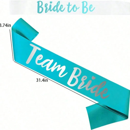 7-Piece Light Blue Team Bride Satin Sash Set – Bachelorette Party Accessories
