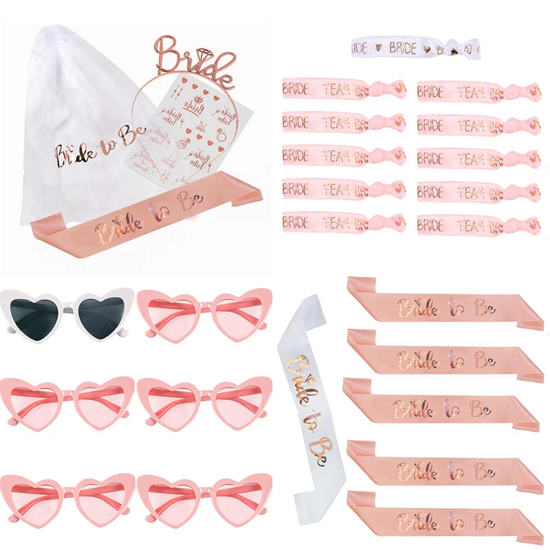 Rose Gold Bride To Be variations of Satin Sash Hairband Bridal Shower Wedding Decorations Hen Night Gifts Bachelorette Party Supplies