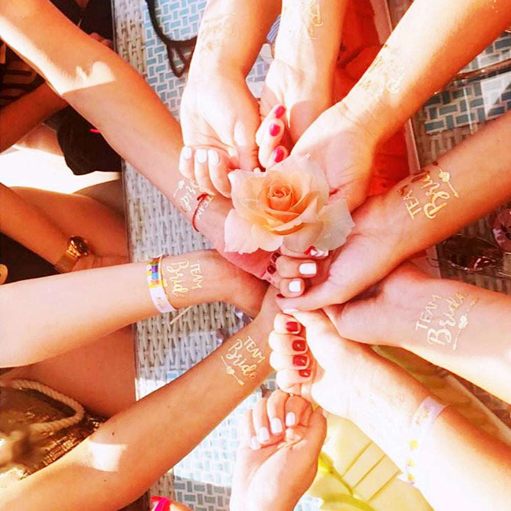 10Pcs Metallic Gold Bride To Be Tattoos Gold Bride Tribe Tattoos Bachelorette Party Accessories Bachelorette Party Supplies