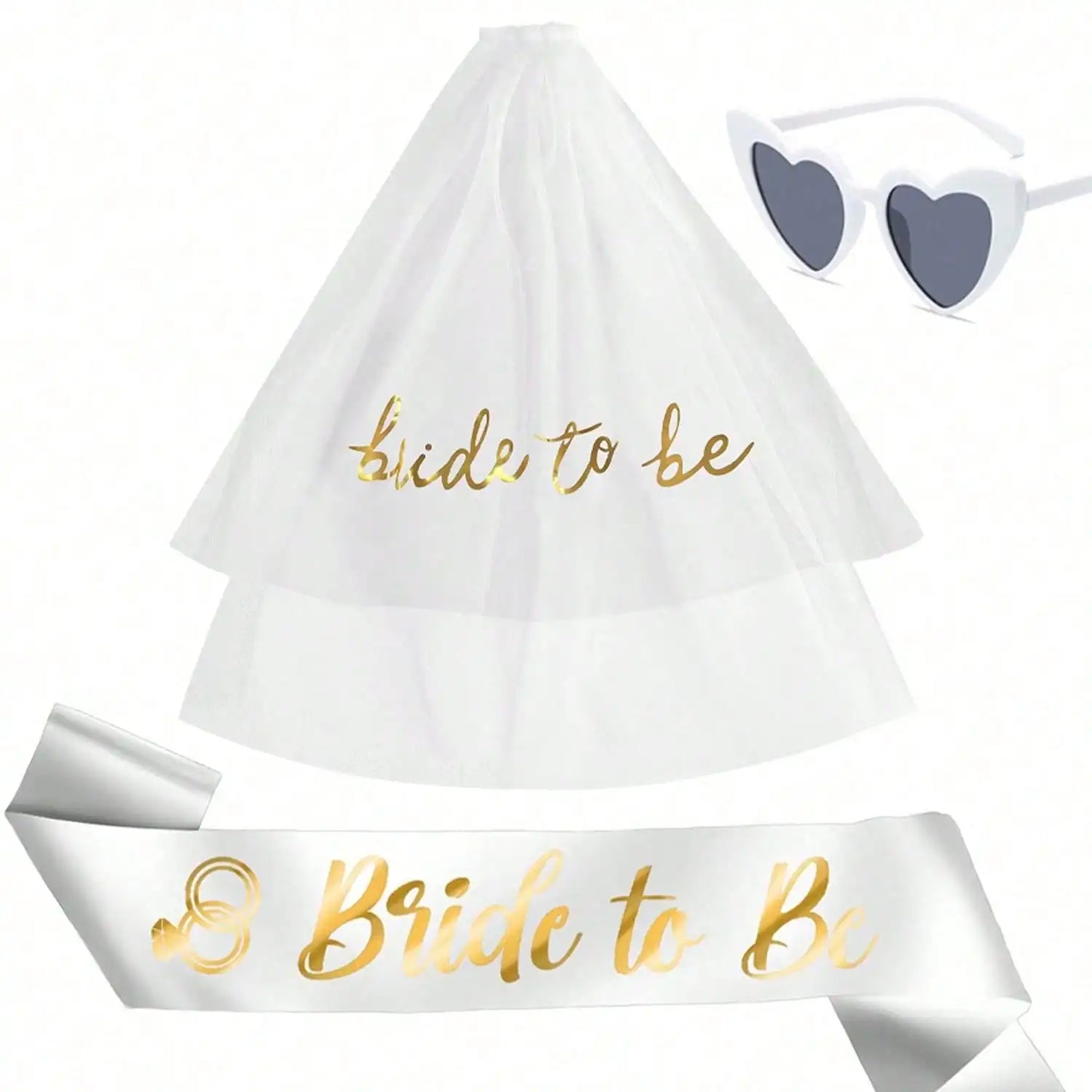 Bride To Be Maid Of Honor 4 different sets to choose from Sash Veil Glasses Set Wedding Party bachelorette Party Bridesmaid