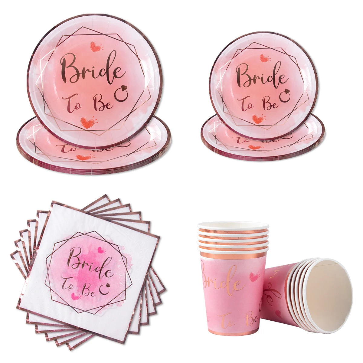 Bride To Be Tableware Cups Plate paper products Variations of Bachelorette Party Bridal Shower Gift Wedding Decorations