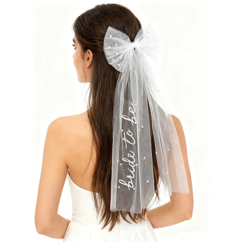 Bride To Be Bow Veil - Bachelorette Party, Wedding Events, Tulle Bow Design, Romantic Elegant, Memorable Accessory