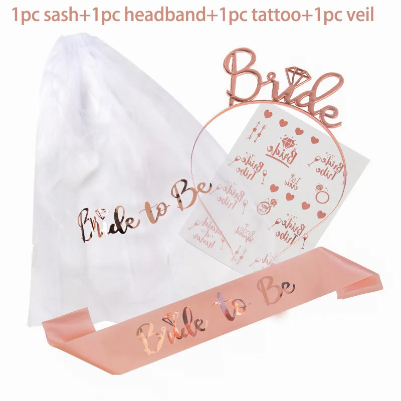 Rose Gold Bride To Be variations of Satin Sash Hairband Bridal Shower Wedding Decorations Hen Night Gifts Bachelorette Party Supplies