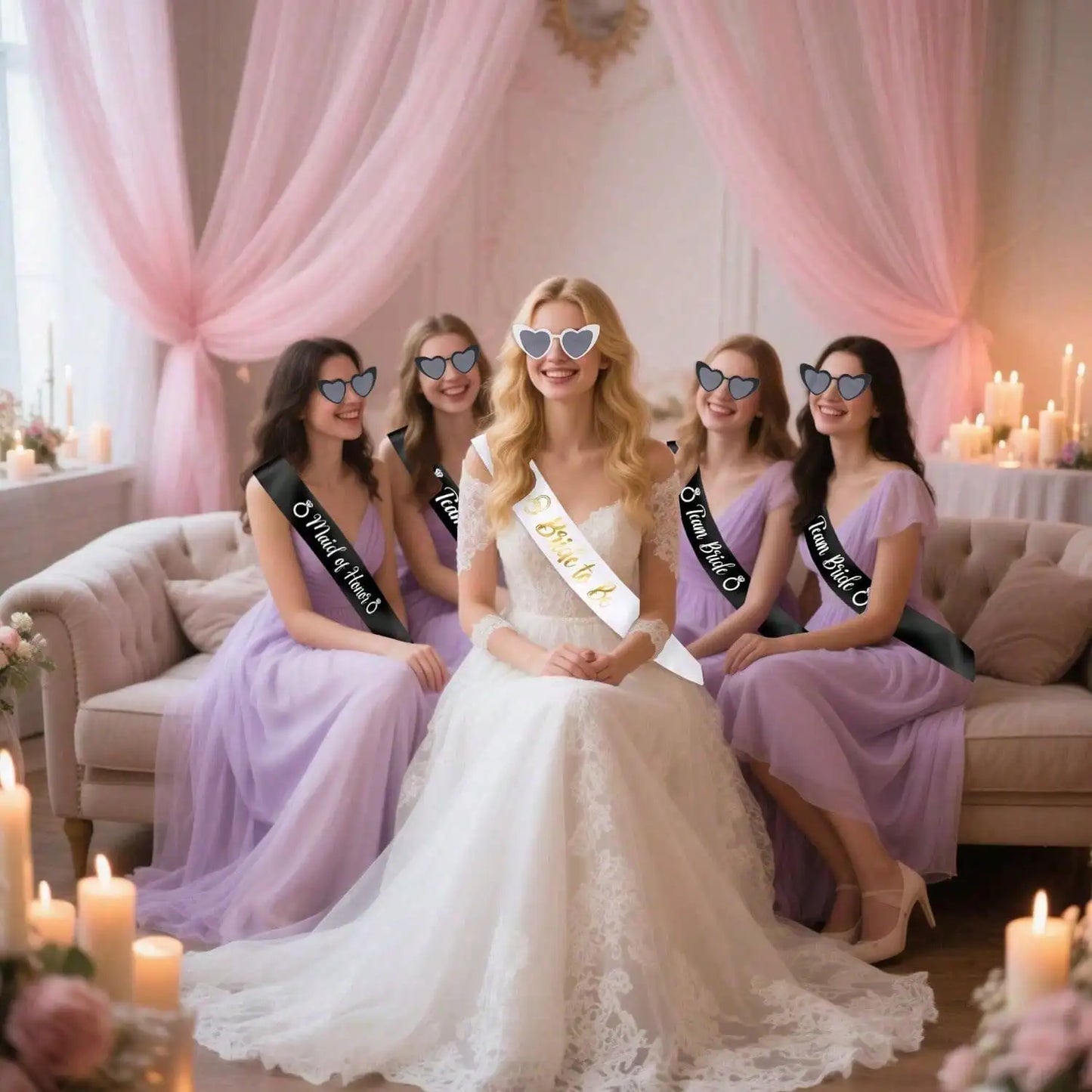 Bride To Be Maid Of Honor 4 different sets to choose from Sash Veil Glasses Set Wedding Party bachelorette Party Bridesmaid