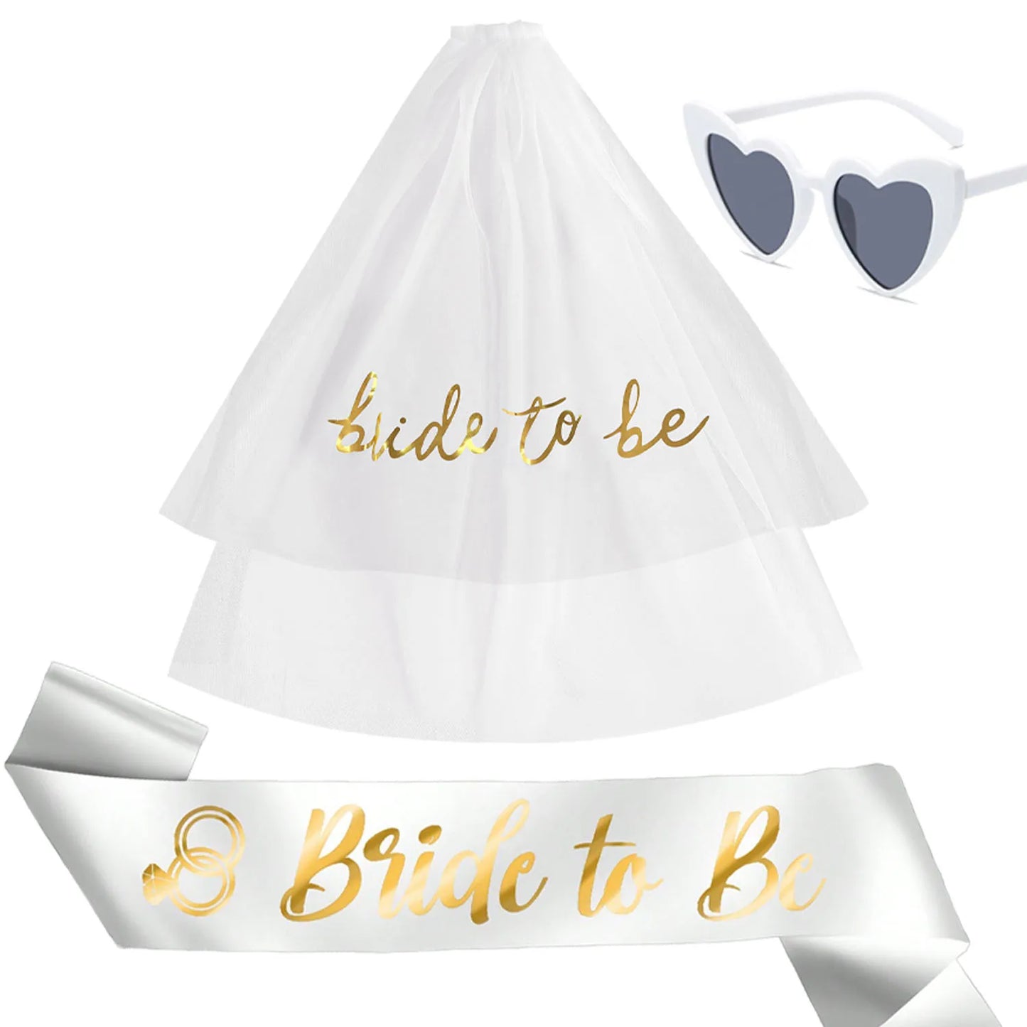 Bride To Be Maid Of Honor 4 different sets to choose from Sash Veil Glasses Set Wedding Party bachelorette Party Bridesmaid