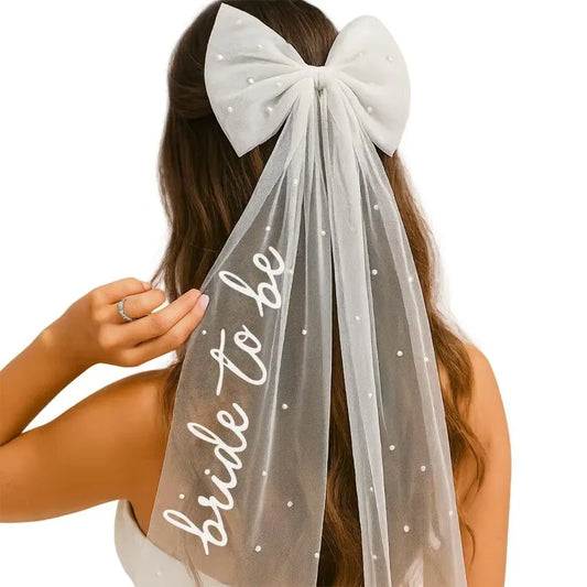 Bride To Be Bow Veil - Bachelorette Party, Wedding Events, Tulle Bow Design, Romantic Elegant, Memorable Accessory
