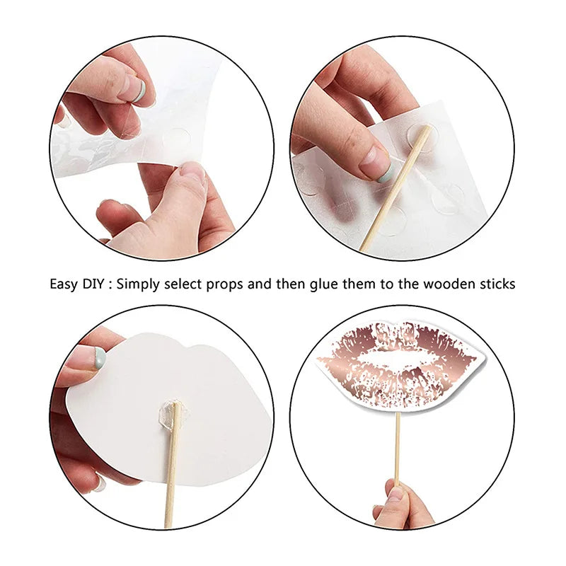 23pcs Team Bride to Be Paper Photo Booth Props Mask Photobooth Bachelorette Party Bridal Shower Wedding Decoration Supplies