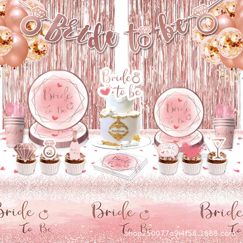 Bride To Be Tableware Cups Plate paper products Variations of Bachelorette Party Bridal Shower Gift Wedding Decorations