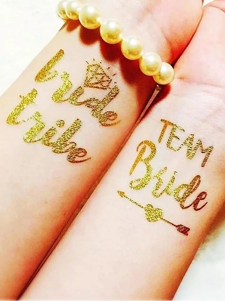 10Pcs Metallic Gold Bride To Be Tattoos Gold Bride Tribe Tattoos Bachelorette Party Accessories Bachelorette Party Supplies
