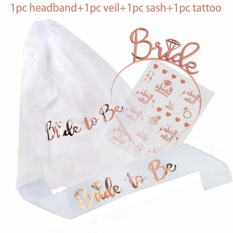 Rose Gold Bride To Be variations of Satin Sash Hairband Bridal Shower Wedding Decorations Hen Night Gifts Bachelorette Party Supplies